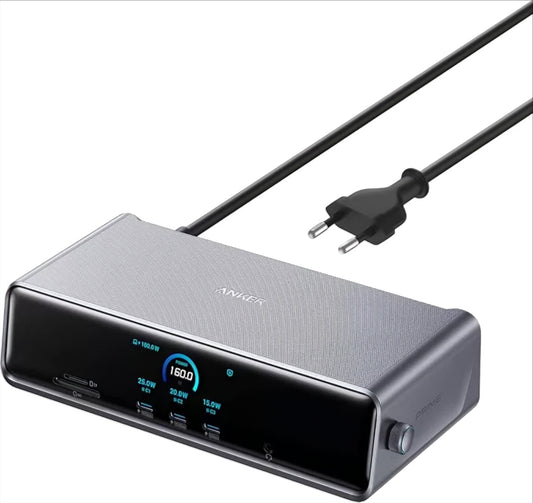 Hub Multifunctional Anker Prime, 3 x USB-A - 4 x USB-C - 1 x Display Port - 2 x HDMI - 1 x Jack 3.5mm - 1 x RJ45 - 1 x SD - 1 x microSD, Gri A83B33A1
