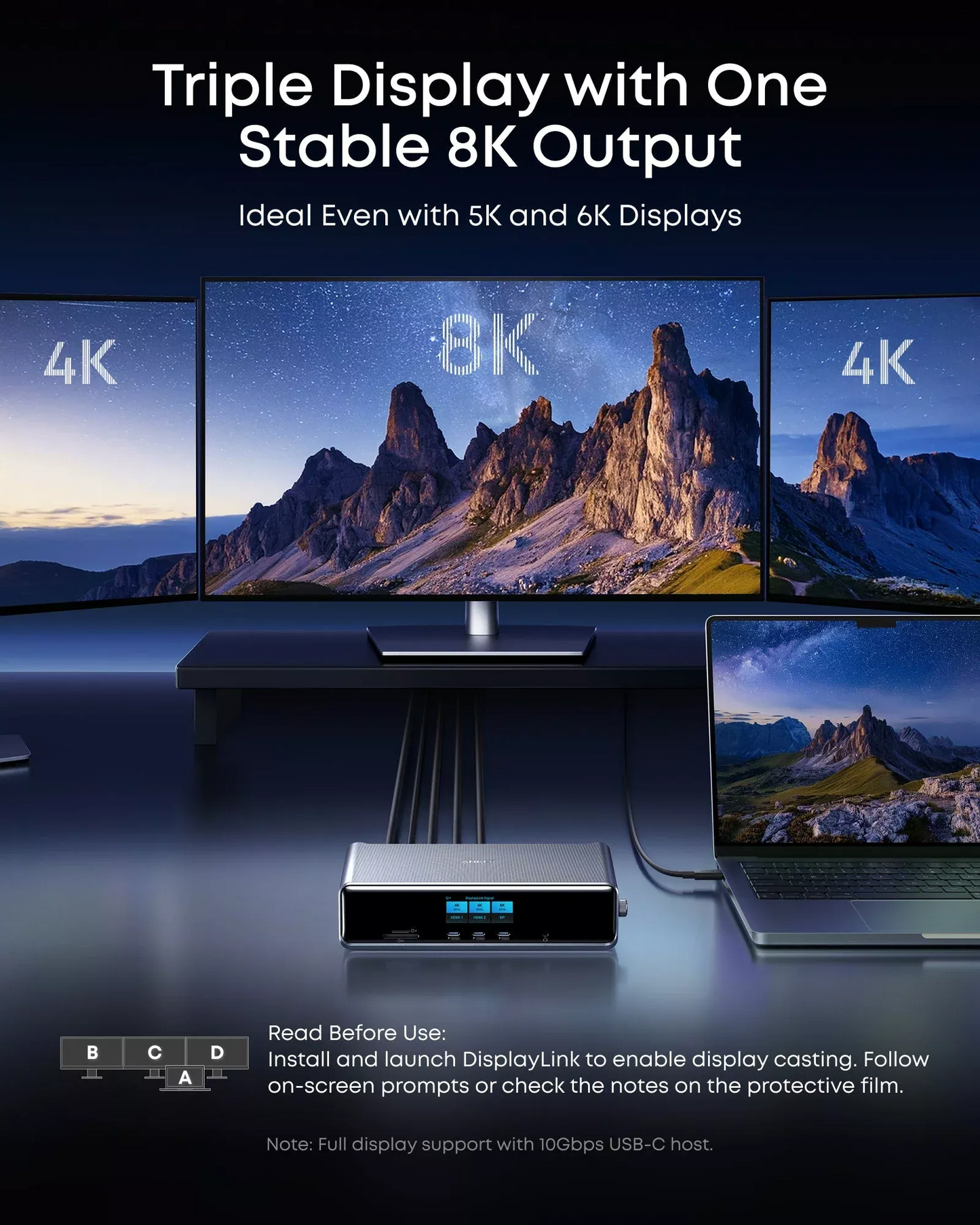 Hub Multifunctional Anker Prime, 3 x USB-A - 4 x USB-C - 1 x Display Port - 2 x HDMI - 1 x Jack 3.5mm - 1 x RJ45 - 1 x SD - 1 x microSD, Gri A83B33A1