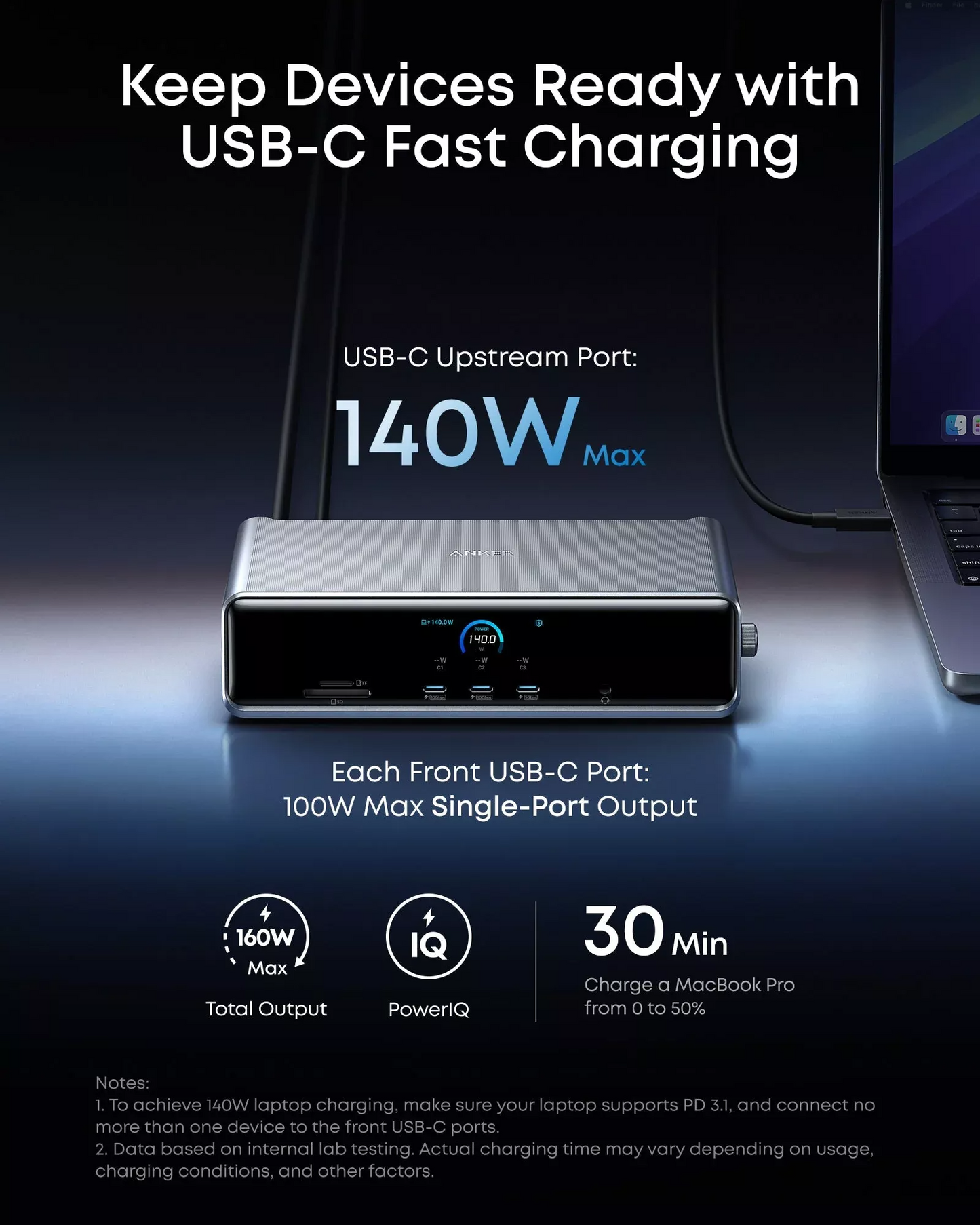Hub Multifunctional Anker Prime, 3 x USB-A - 4 x USB-C - 1 x Display Port - 2 x HDMI - 1 x Jack 3.5mm - 1 x RJ45 - 1 x SD - 1 x microSD, Gri A83B33A1
