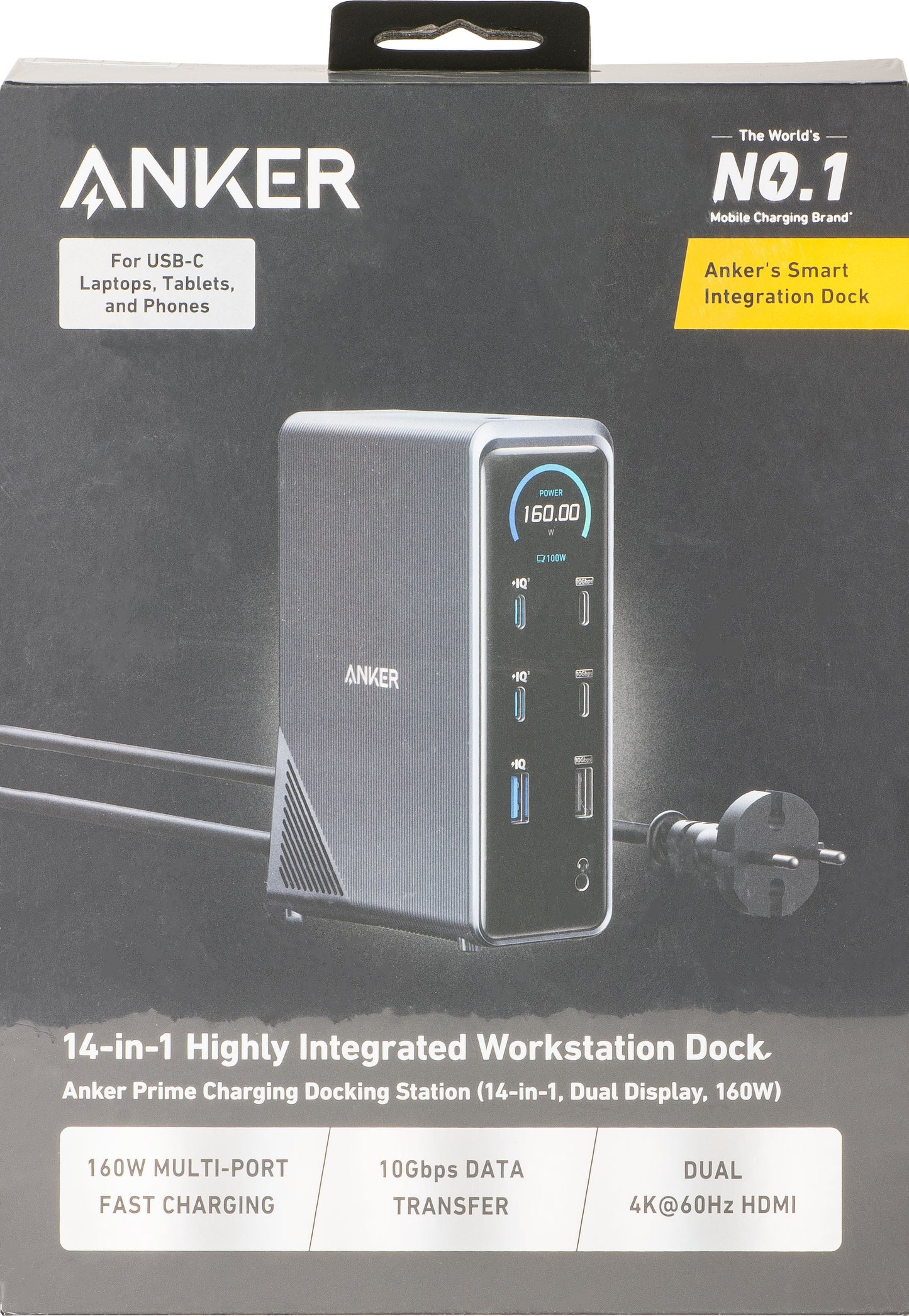 Hub Multifunctional Anker Prime 737, 2 x USB-A 3.0 - 3 x USB-A - 5 x USB-C - 2 x HDMI - 1 x Jack 3.5mm - 1 x RJ45, Negru A83B63A1