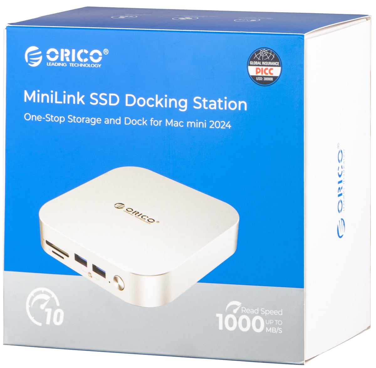 Hub Multifunctional Orico MiniLink M49P pentru Apple Mac Mini M4, 9in1, Argintiu