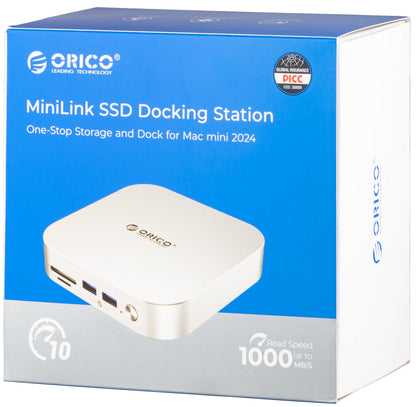 Hub Multifunctional Orico MiniLink M49P pentru Apple Mac Mini M4, 9in1, Argintiu