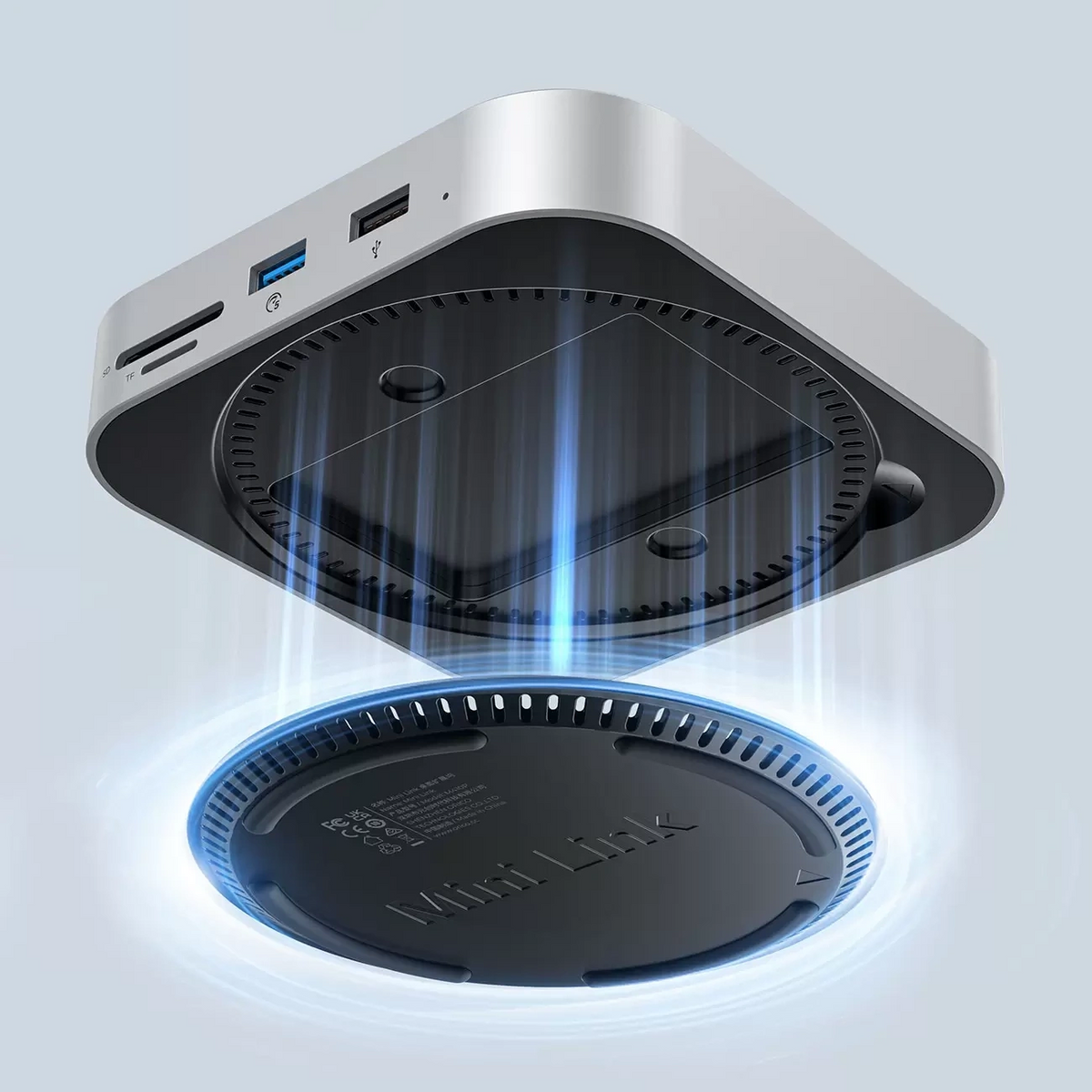 Hub Multifunctional Orico MiniLink M48PR pentru Apple Mac Mini M4, 9in1, Argintiu