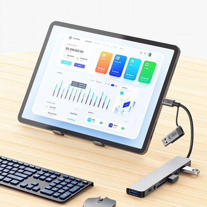 Hub USB / USB-C Tech-Protect HB06, 2 x USB-A 3.0 - 2 x USB-A - 1 x USB-C - 1 x Jack 3.5mm - 1 x SD - 1 x microSD, Gri
