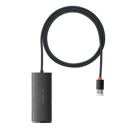 Hub USB Baseus Lite, 4 x USB-A 3.0 - 1 x USB-C, 1m, Negru WKQX030101