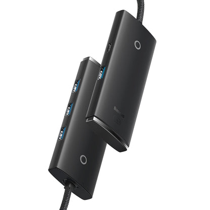 Hub USB Baseus Lite, 4 x USB-A 3.0 - 1 x USB-C, 1m, Negru WKQX030101