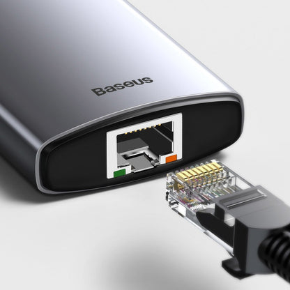 Hub USB-C Baseus, 3 x USB-A 3.0 - 1 x USB-C - 1 x HDMI - 1 x SD - 1 x microSD - RJ45, Gri CAHUB-CV0G