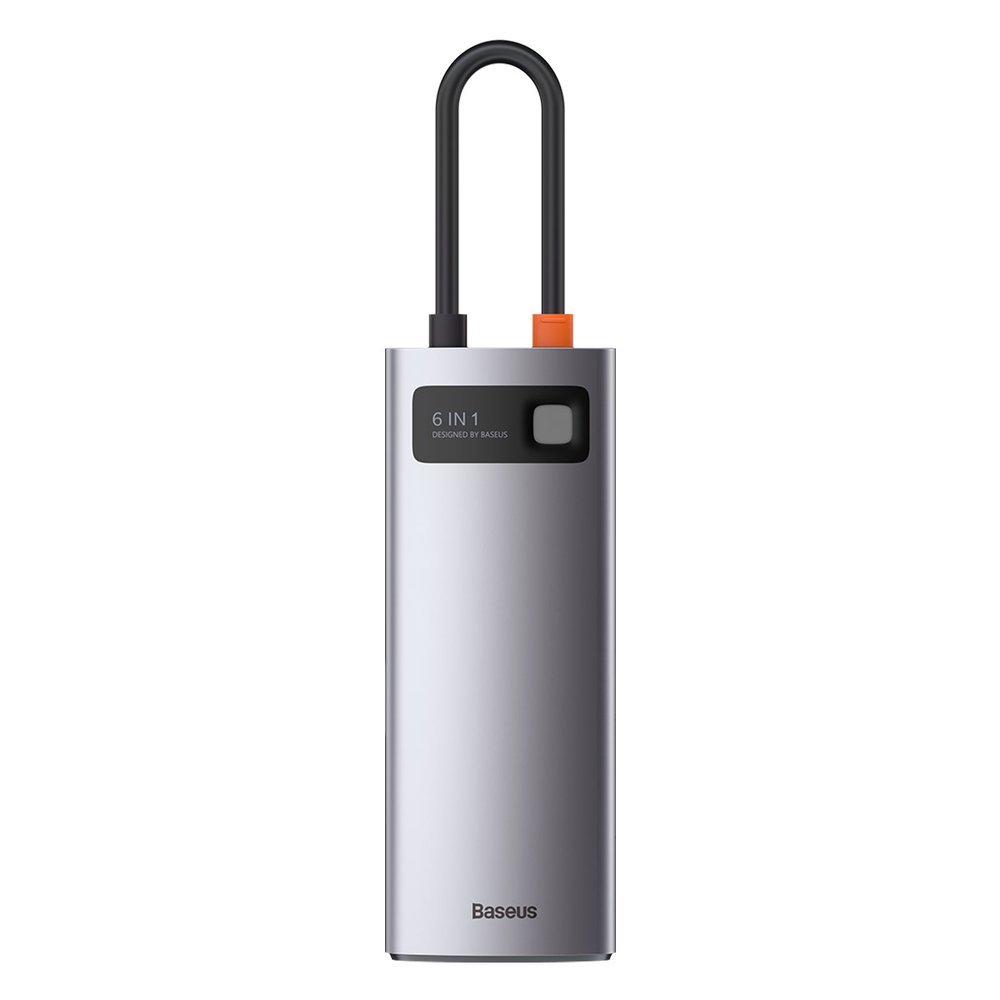 Hub USB-C Baseus Metal Gleam, 3 x USB-A 3.0 - 1 x USB-C - 1 x HDMI - 1 x RJ45, Gri CAHUB-CW0G