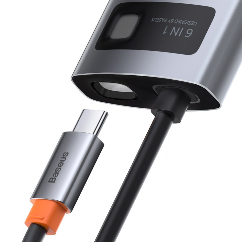 Hub USB-C Baseus Metal Gleam, 3 x USB-A 3.0 - 1 x USB-C - 1 x HDMI - 1 x RJ45, Gri CAHUB-CW0G