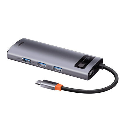Hub USB-C Baseus Metal Gleam, 3 x USB-A 3.0 - 1 x USB-C - 1 x HDMI, Gri CAHUB-CX0G