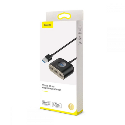 Hub USB Baseus Square, 1 x USB-A 3.0 - 3 x USB-A, Negru CAHUB-AY01