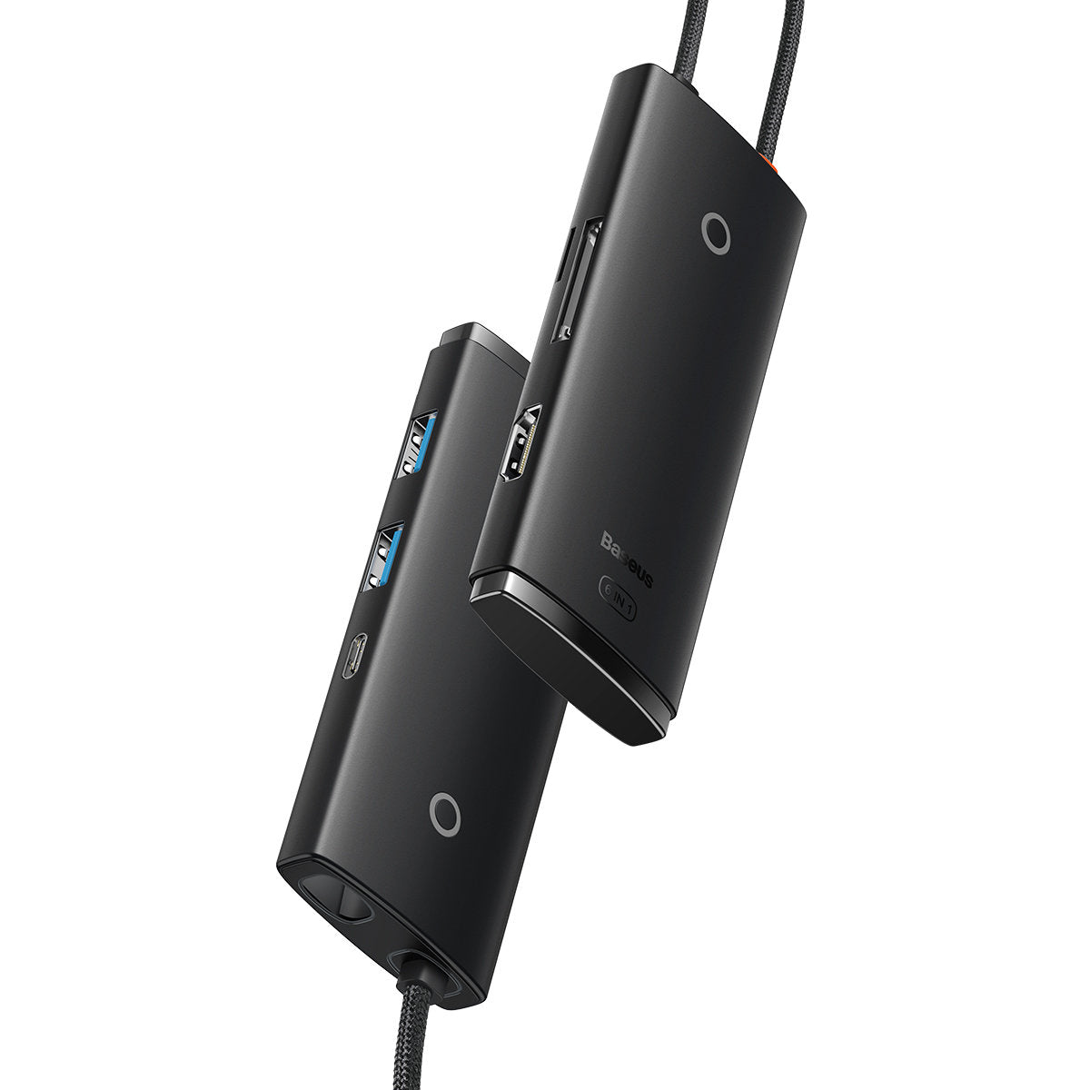 Hub USB-C Baseus, 2 x USB-A 3.0 - 1 x USB-C - 1 x HDMI - 1 x SD - 1 x microSD, Negru WKQX050001
