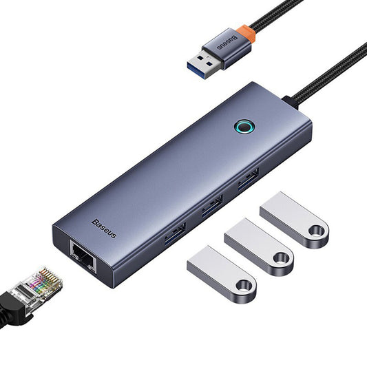 Hub USB Baseus UltraJoy, 3 x USB-A 3.0 - 1 x RJ45, Gri B0005280A813-01