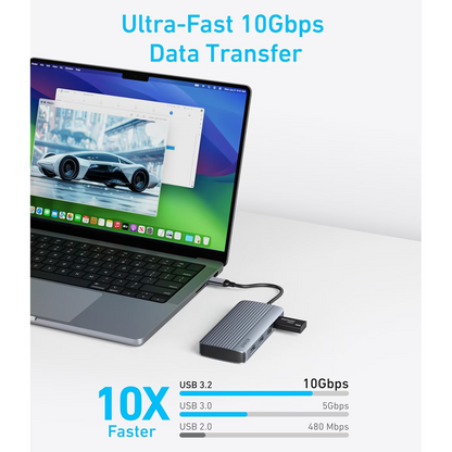 Hub USB-C Anker, 1 x USB-A 3.2 - 3 x USB-A - 1 x USB-C - 2 x HDMI, Gri A83740A2