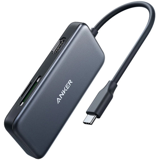 Hub USB-C Anker, 2 x USB-A 3.0 - 1 x HDMI - 1 x SD - 1 x microSD, Negru A8334HA1