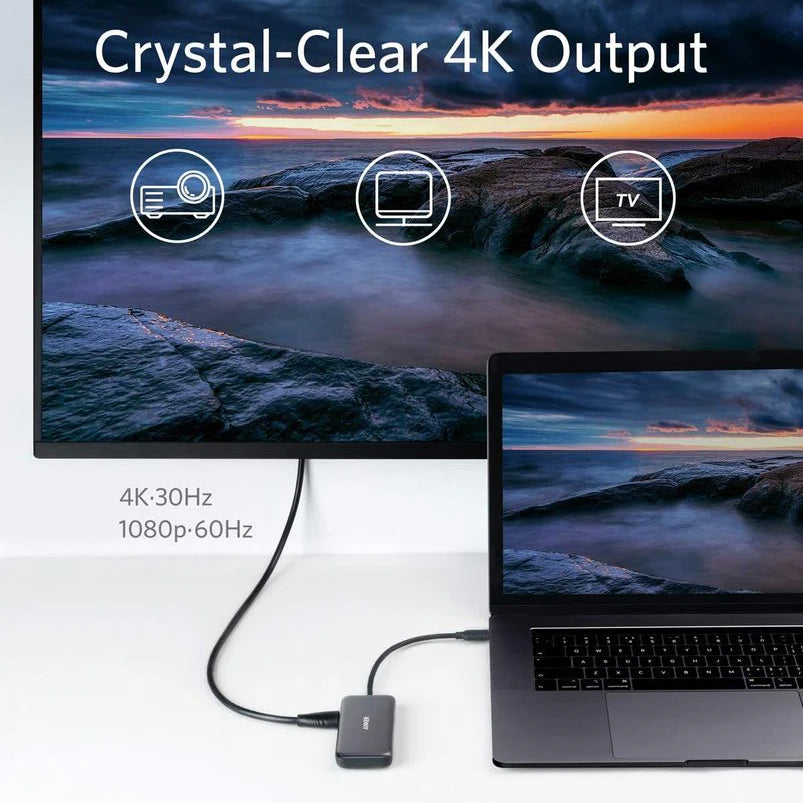 Hub USB-C Anker, 2 x USB-A 3.0 - 1 x HDMI - 1 x SD - 1 x microSD, Negru A8334HA1