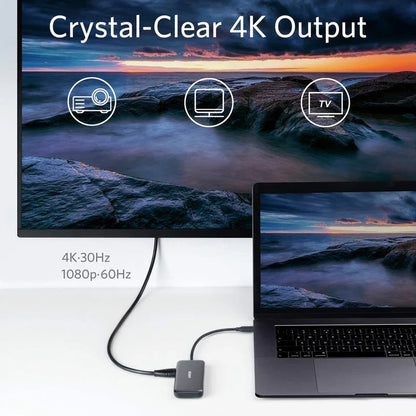 Hub USB-C Anker, 2 x USB-A 3.0 - 1 x HDMI - 1 x SD - 1 x microSD, Negru A8334HA1