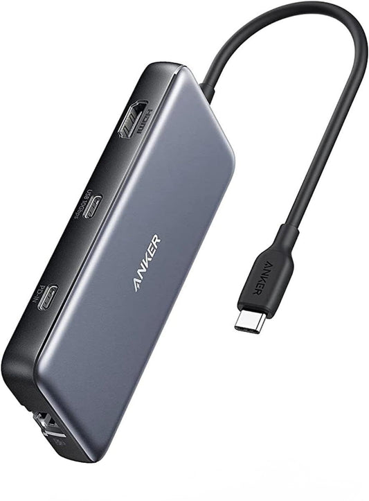 Hub USB-C Anker 555, 2 x USB-A 3.2 - 2 x USB-C - 1 x HDMI - 1 x RJ45 - 1 x SD - 1 x microSD, Gri A83830A2