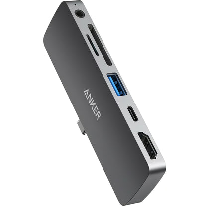 Hub USB-C Anker PowerExpand Direct pentru Apple iPad Pro 11 / Pro 12.9, 1 x USB-C - 1 x USB-A - 1 x HDMI - 1 x Jack 3.5mm - 1 x SD - 1 x microSD, Gri