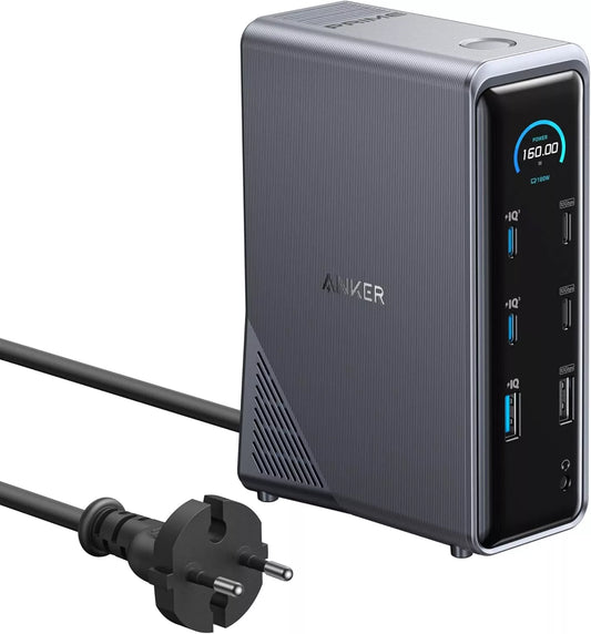 Hub USB-C Anker Prime 737, 2 x USB-A 3.0 - 3 x USB-A - 5 x USB-C - 2 x HDMI - 1 x Jack 3.5mm - 1 x RJ45, Negru A83B63A1