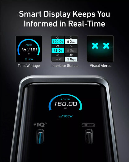 Hub USB-C Anker Prime 737, 2 x USB-A 3.0 - 3 x USB-A - 5 x USB-C - 2 x HDMI - 1 x Jack 3.5mm - 1 x RJ45, Negru A83B63A1