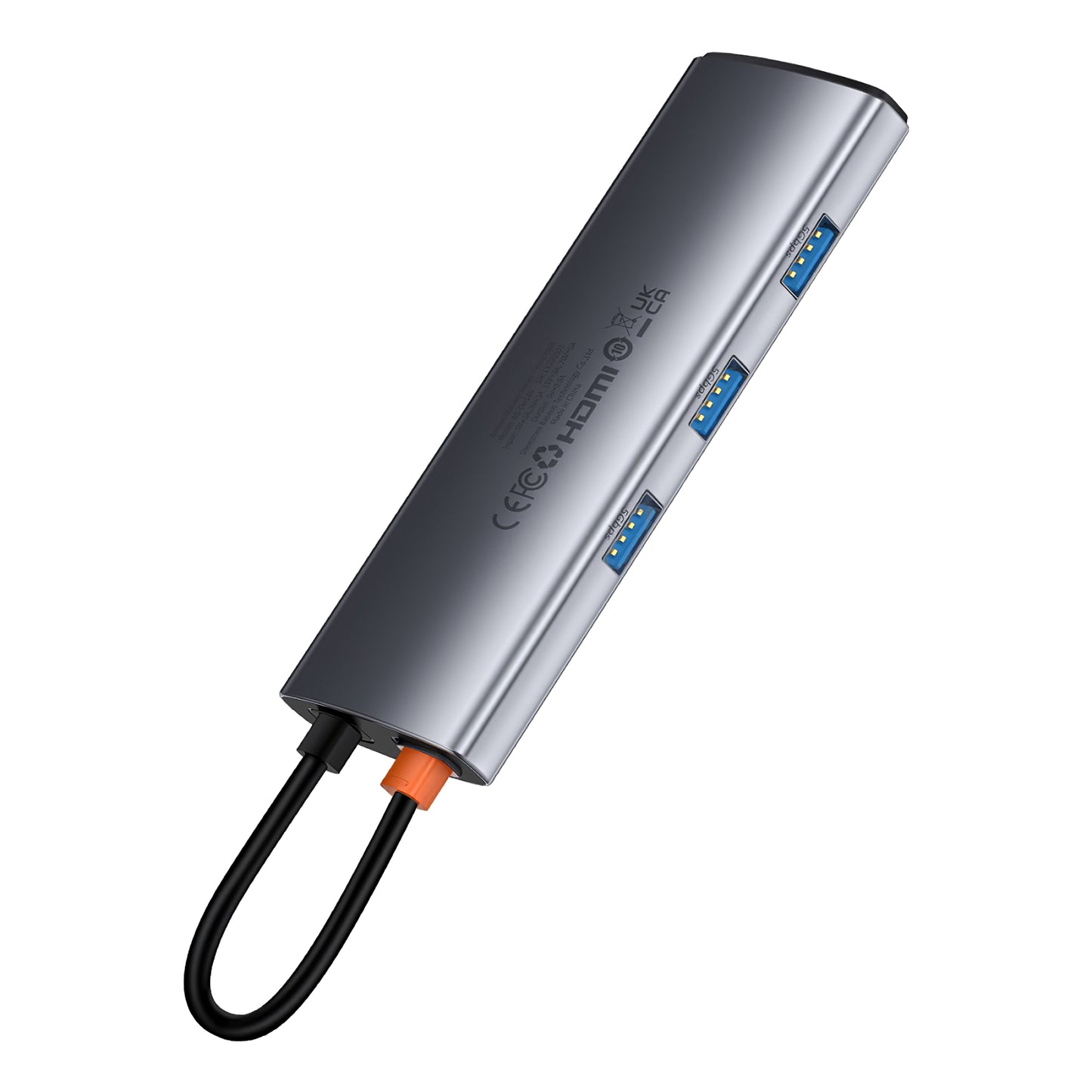 Hub USB-C Baseus Joystar, 3 x USB-A 3.0 - 1 x USB-C - 1 x HDMI - 1 x SD - 1 x microSD, Argintiu B00030708811-00