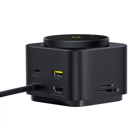 Hub USB-C Baseus MagPro II 7in1, 1 x USB-A - 2 x USB-C - 1 x HDMI - 1 x QI - 1 x SD - 1 x microSD, Negru B00072900121-00