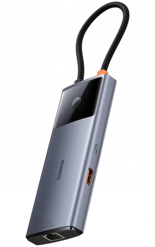 Hub USB-C Baseus Metal Gleam II, 2 x USB-A - 2 x USB-C - 1 x HDMI - 1 x RJ45, Gri B00061802813-00