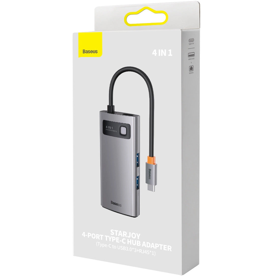 Hub USB-C Baseus Metal Gleam, 3 x USB-A - 1 x RJ45, Gri WKWG070113