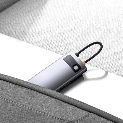 Hub USB-C Baseus Metal Gleam, 3 x USB-A - 1 x RJ45, Gri WKWG070113