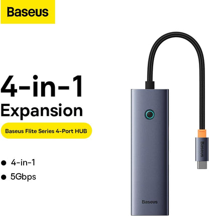 Hub USB-C Baseus UltraJoy, 4 x USB-A 3.0, Gri B0005280A813-03