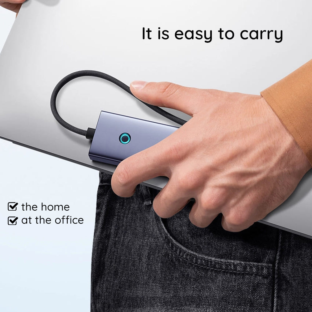 Hub USB-C Baseus UltraJoy, 2 x USB-A 3.0 - 1 x USB-C - 1 x HDMI - 1 x RJ45 - 1 x SD - 1 x microSD, Gri B00052805813-00