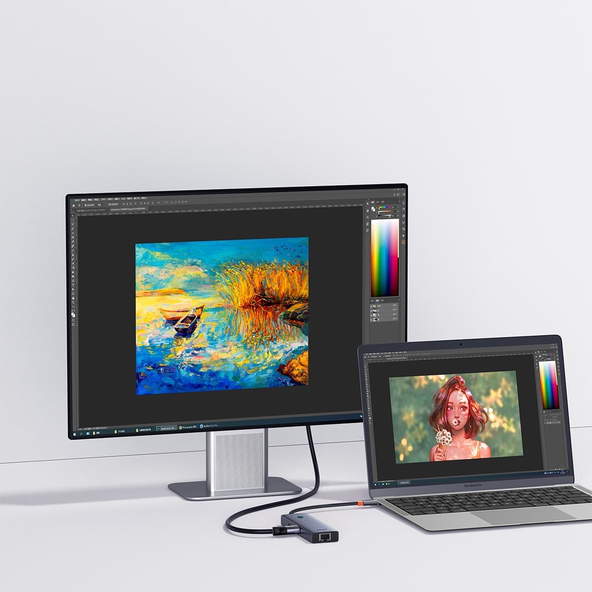 Hub USB-C Baseus UltraJoy, 2 x USB-A 3.0 - 1 x USB-C - 1 x HDMI - 1 x RJ45 - 1 x SD - 1 x microSD, Gri B00052805813-00