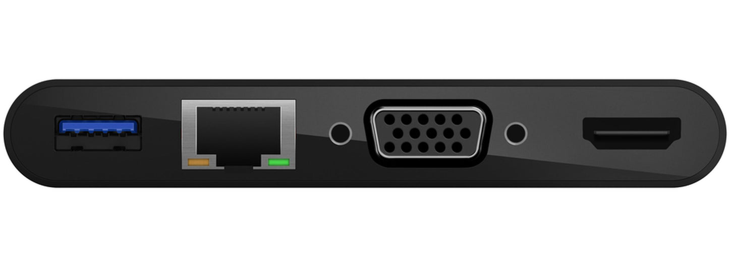 Hub USB-C Belkin Connect, 1 x USB-A 3.0 - 1 x HDMI - 1 x VGA - 1 x RJ45, Negru AVC005btBK