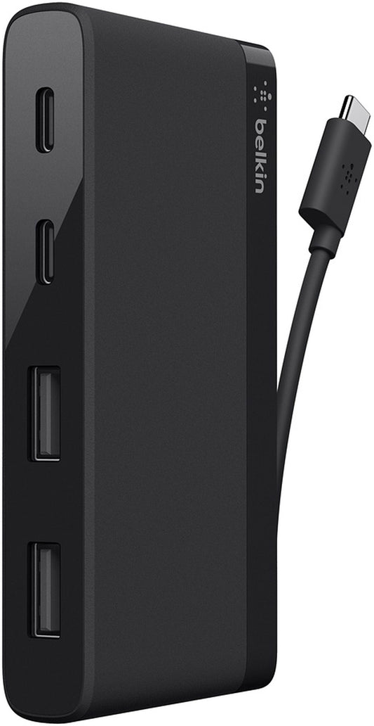 Hub USB-C Belkin Mini, 2 x USB-A 3.1 - 2 x USB-C, Negru F4U090btBLK