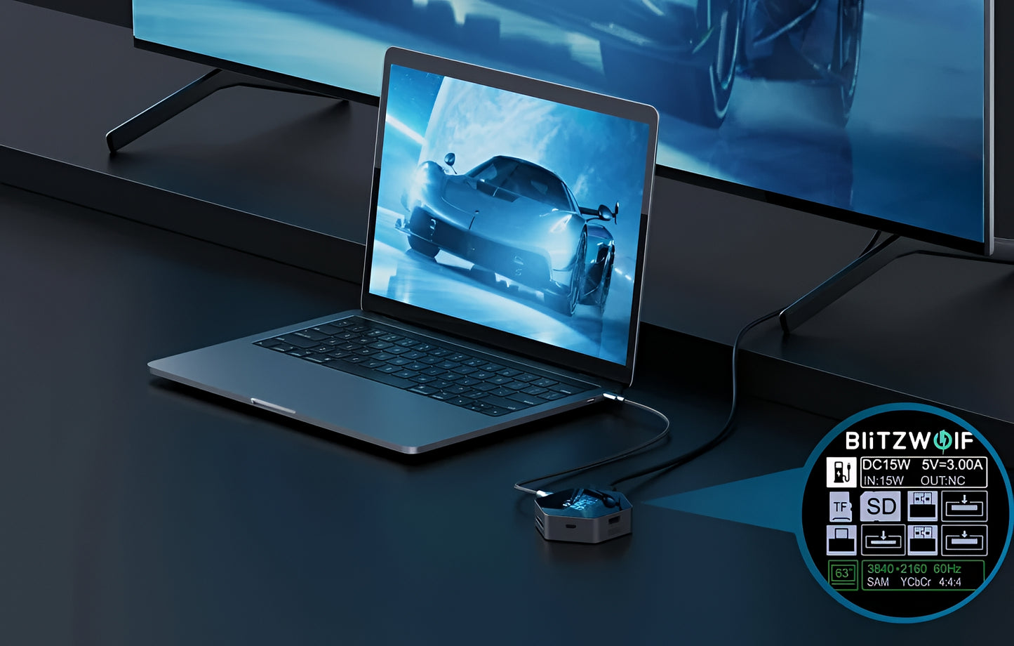 Hub USB-C BlitzWolf BW-TH16, 8in1, Gri