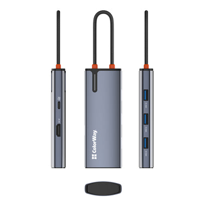 Hub USB-C ColorWay CW-HUB01, 5in1, Argintiu