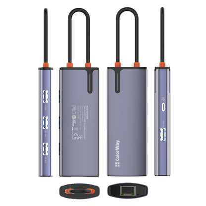 Hub USB-C ColorWay CW-HUB03, 6in1, Argintiu