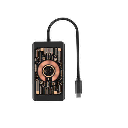 Hub USB-C cu Incarcare Wireless QI Qualo QTPB5-HUB-18, 9in1, Gri
