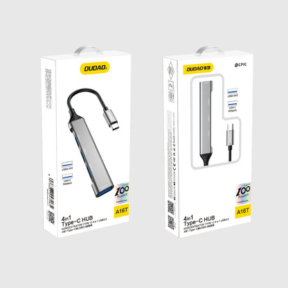 Hub USB-C Dudao A16T, 1 x USB-A 3.0 - 3 x USB-A, Negru