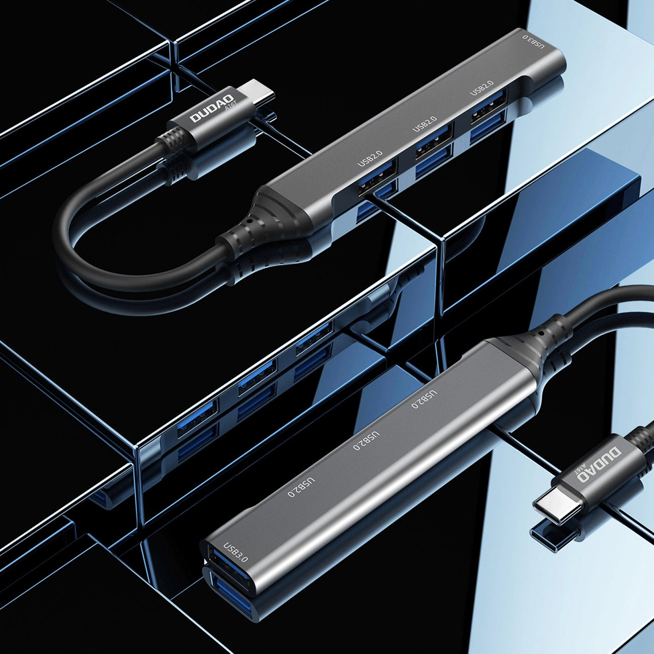 Hub USB-C Dudao A16T, 1 x USB-A 3.0 - 3 x USB-A, Negru