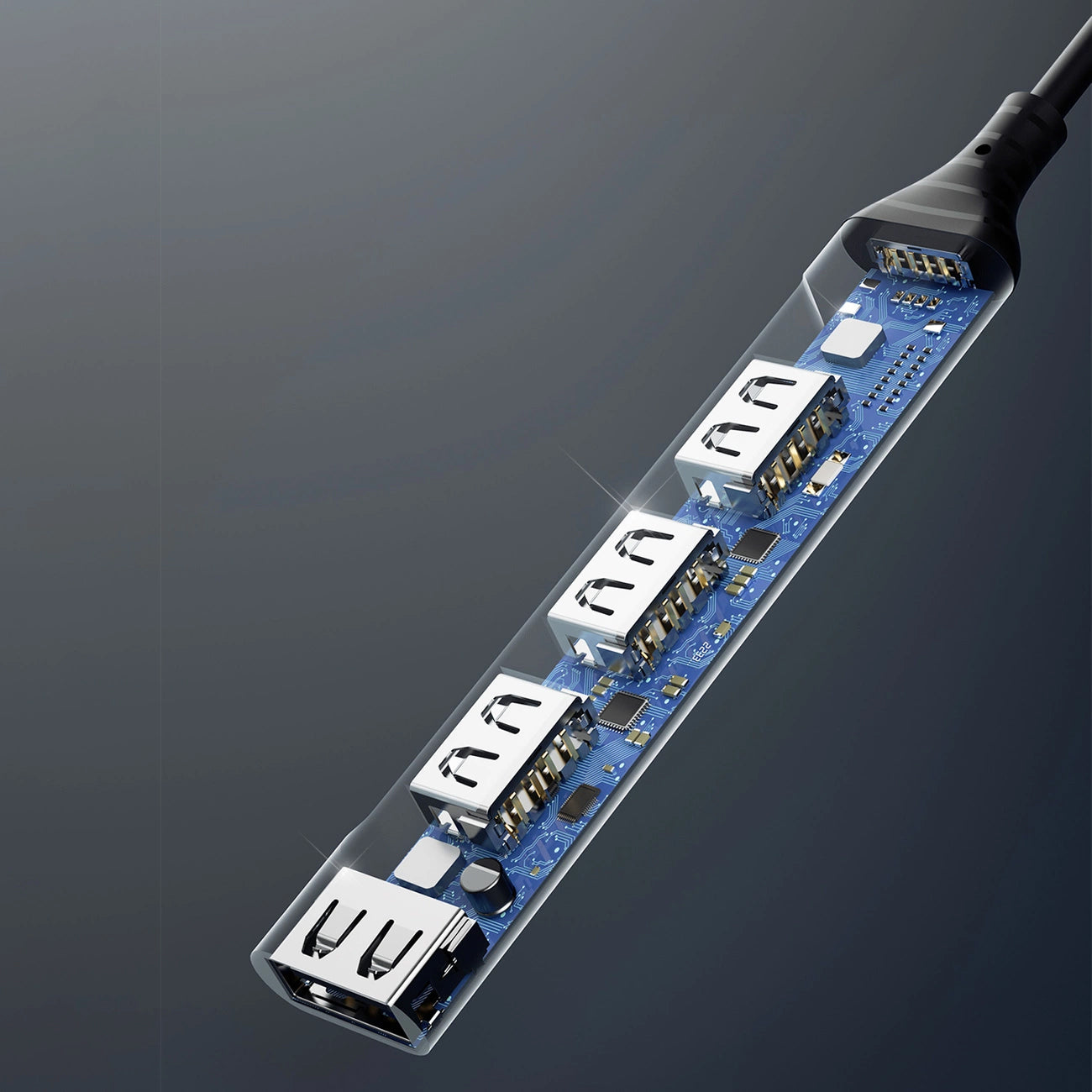 Hub USB-C Dudao A16T, 1 x USB-A 3.0 - 3 x USB-A, Negru