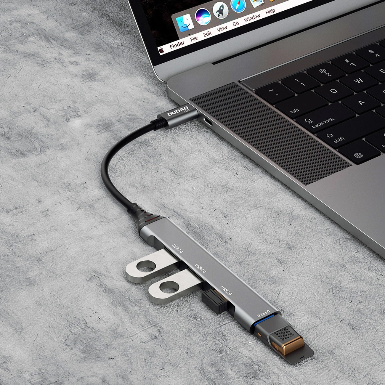 Hub USB-C Dudao A16T, 1 x USB-A 3.0 - 3 x USB-A, Negru