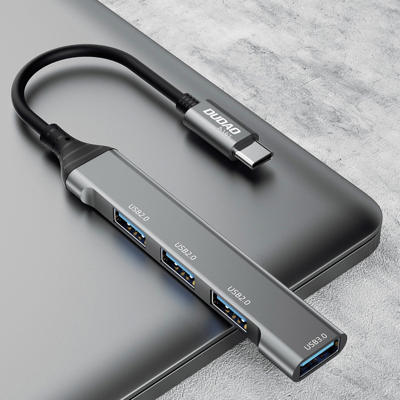 Hub USB-C Dudao A16T, 1 x USB-A 3.0 - 3 x USB-A, Negru