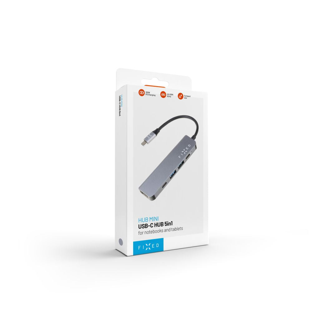 Hub USB-C Fixed, 4in1, Gri