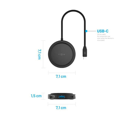 Hub USB-C Fixed MagHub, 7in1, Negru
