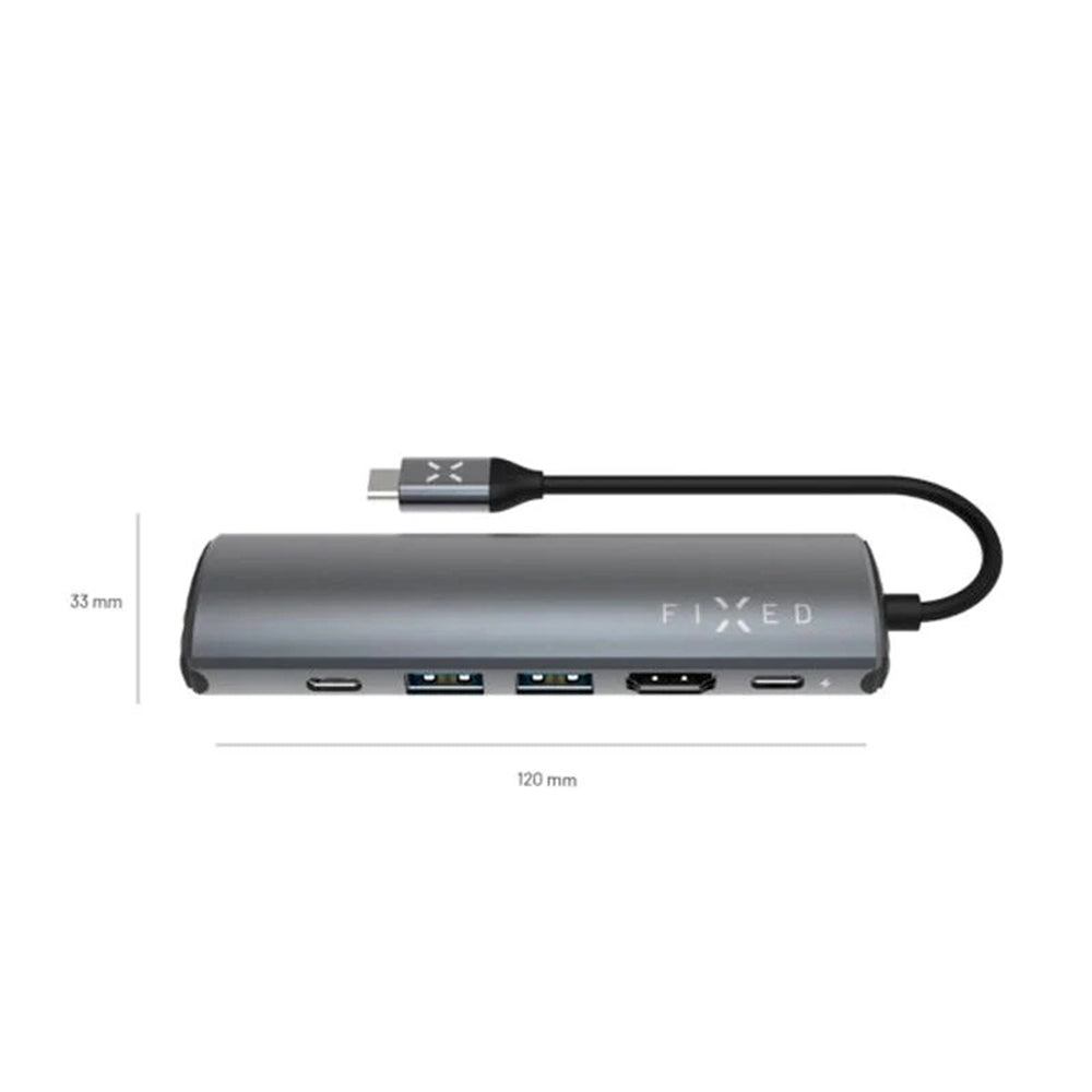 Hub USB-C Fixed Pro, 6in1, Gri