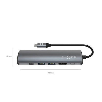 Hub USB-C Fixed Pro, 6in1, Gri