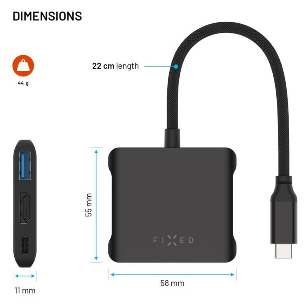 Hub USB-C Fixed Quadri, 5in1, Negru