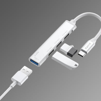 Hub USB-C HAVIT HB41, 4in1, Argintiu
